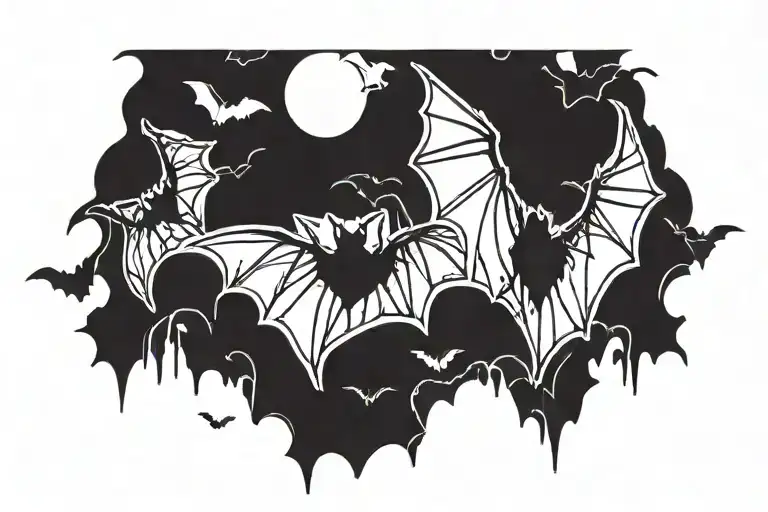 3 Simple Bat Silhouettes Flying
