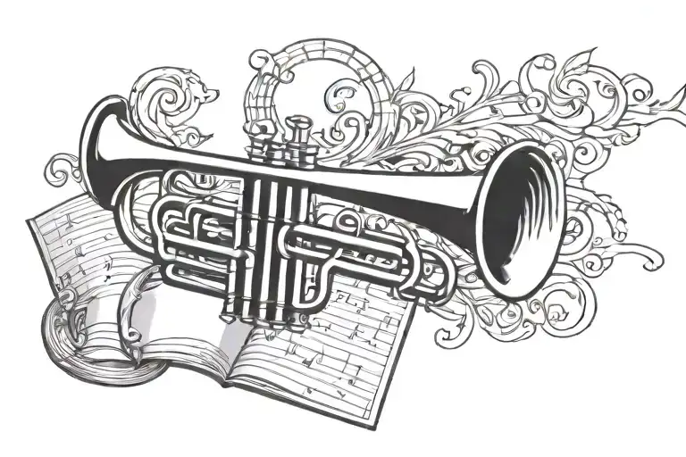 Trumpet With Sheet Music Themed