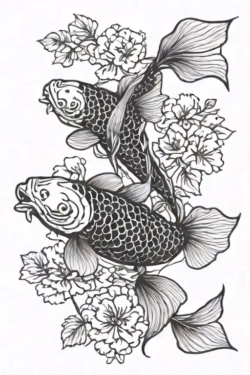 Koi Fish Swimming Upstream Surronded By Ginkgo Leaves