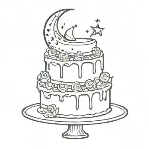 A Cake With Stars And A Crescent Moon