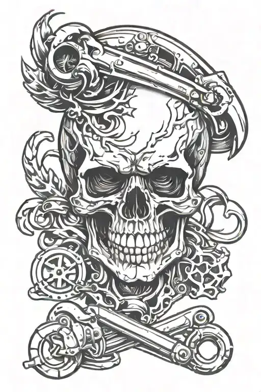 Turbo And Spanner Crossed Skull