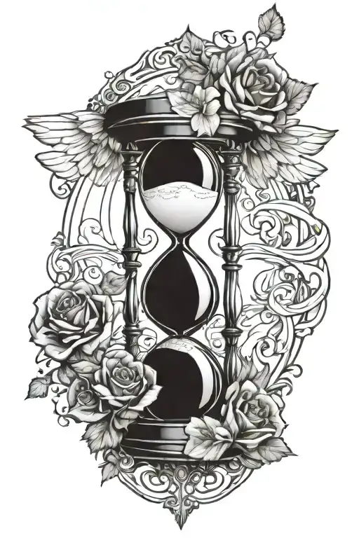 Hourglass Tattoo With Angel