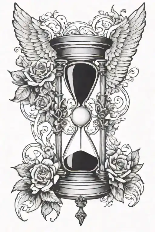 Hourglass Tattoo With Angel