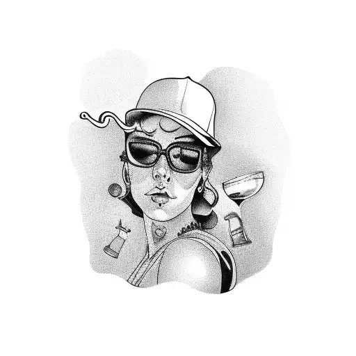 A Seductive Woman Holding A Beer Mug With A Truck In The Background