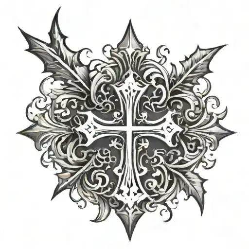 Cross With Thorn Crown Made