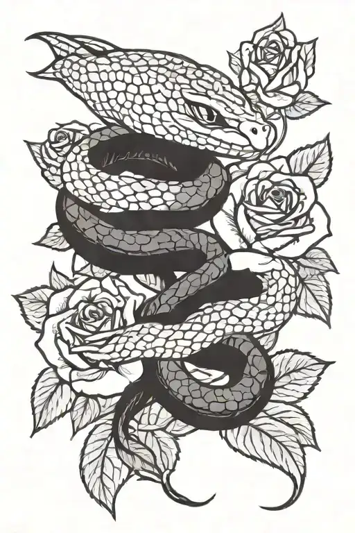Viper Wrapped Around A Rose