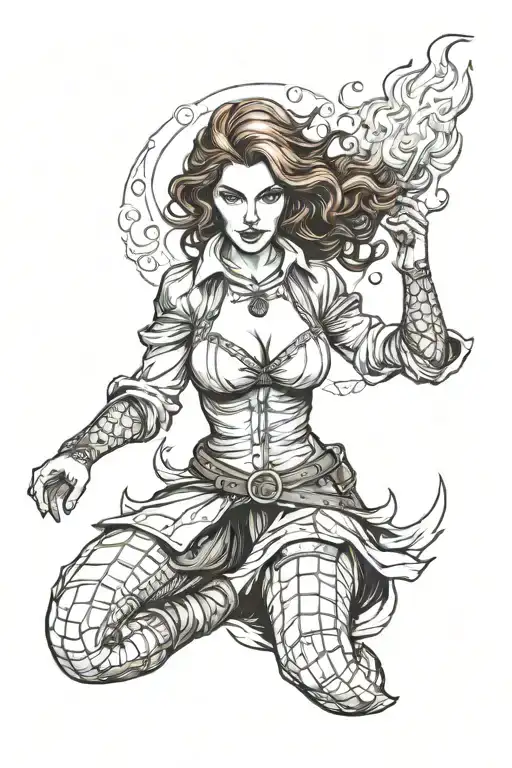 Triss Merigold With Fire Coming