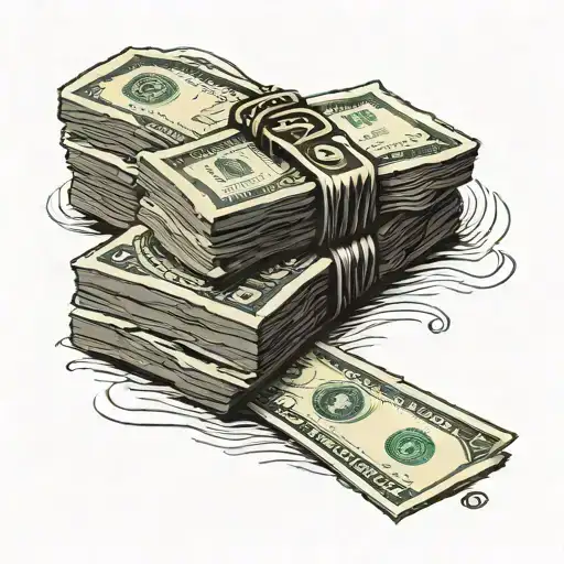 A Minimalist Tattoo Of A Stack Of Cash With A Subtle Diamond Incorporated Into The Design