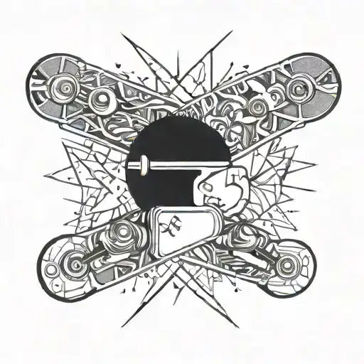 Broken Skateboard On Chest