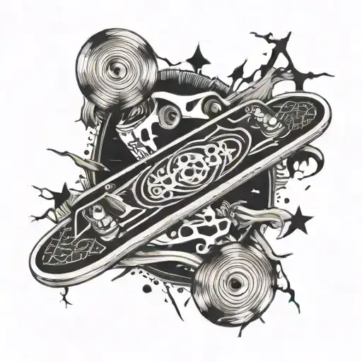 Broken Skateboard On Chest