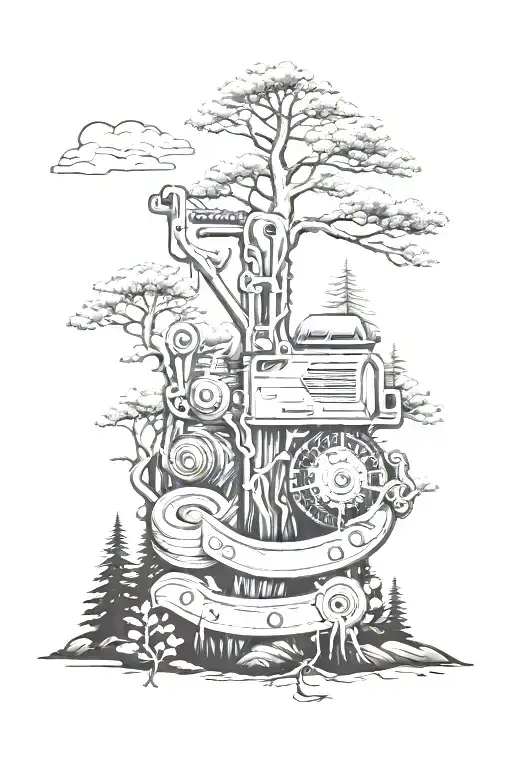 Husqvarna Chainsow With Forest Landscape