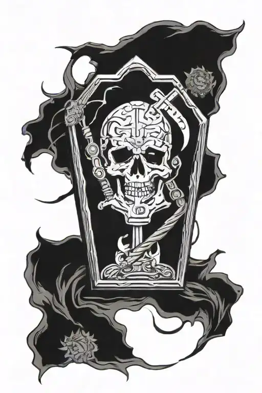 Metallica Dead Magnetic Coffin Surrounded By Viking Runs