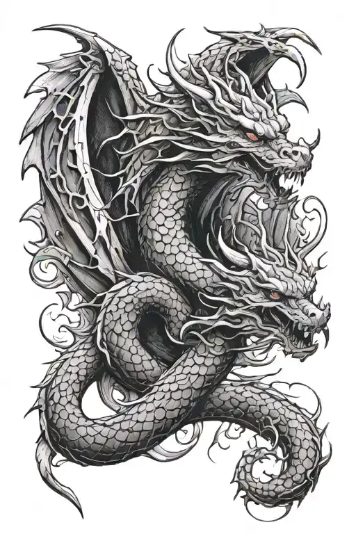 Dark Fantasy Serpentine Dragon Wrapped