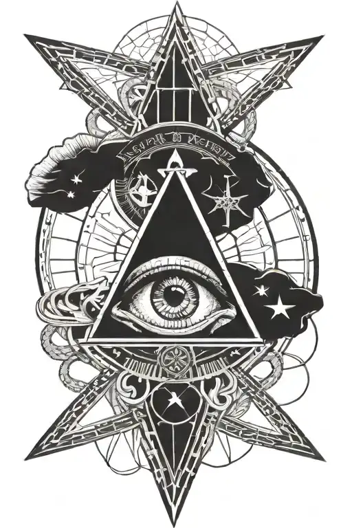 All Seeing Eye And Ankh Symbol Integrated Design Merging Flat Earth