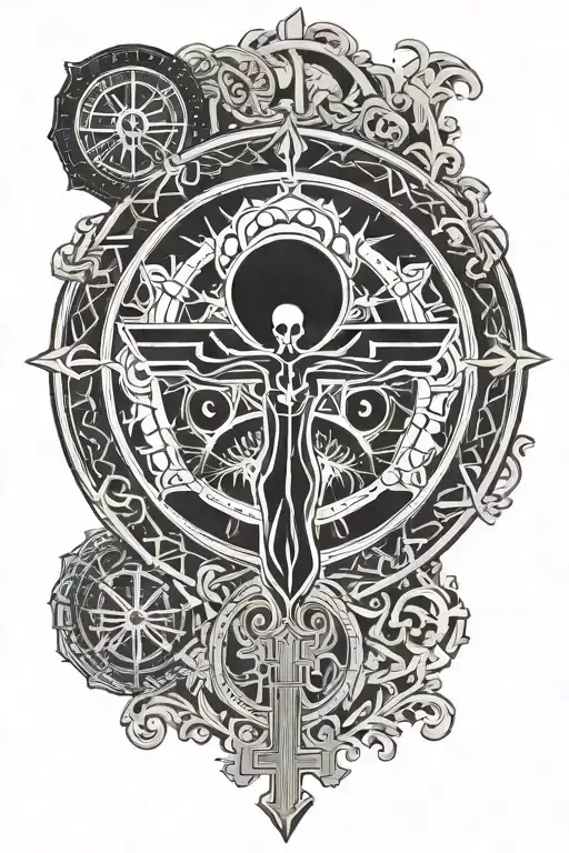 Orthodox Round Symbol And Ankh Symbol Integrated Design Merging Flat Earth