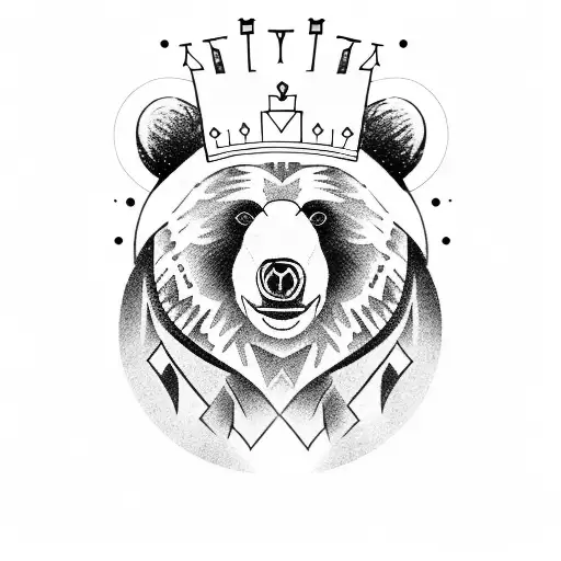 Bear With Crown And Castle On The Background