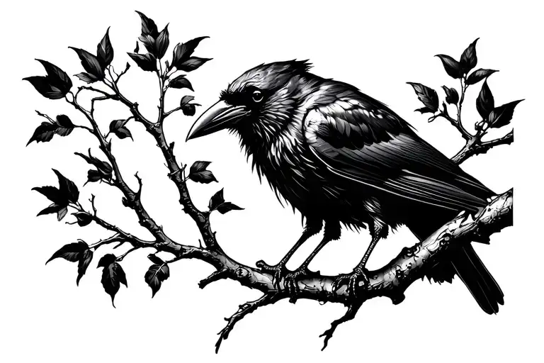 Raven On A Branch