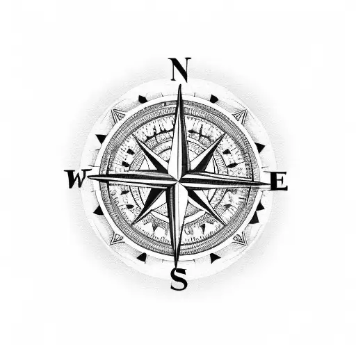 Compass With Flowers And A World Map As Background