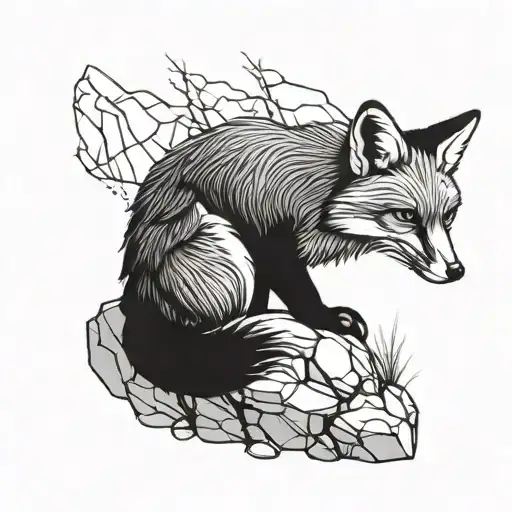 A Fox Sitting On A Rock