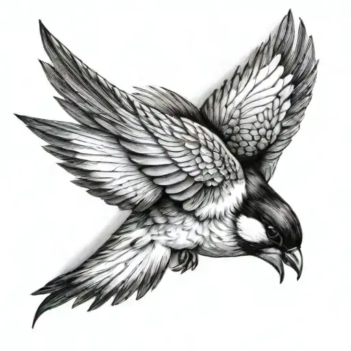 Swallow Realistic Black And Grey