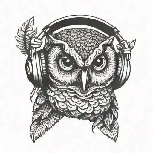 Owl With Headphones