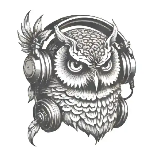 Owl With Headphones