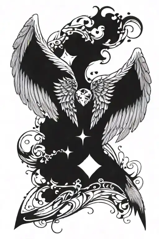 Angel Wings With Diamond On Center