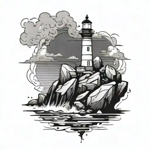 Lighthouse Standing On Rocks Surrounded By Water