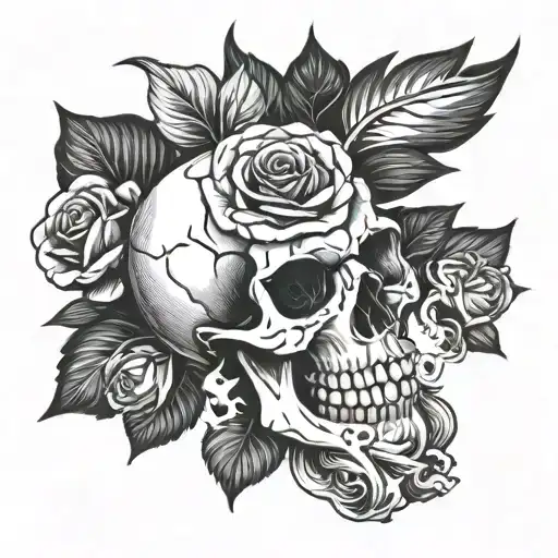Skull Smoking Rose
