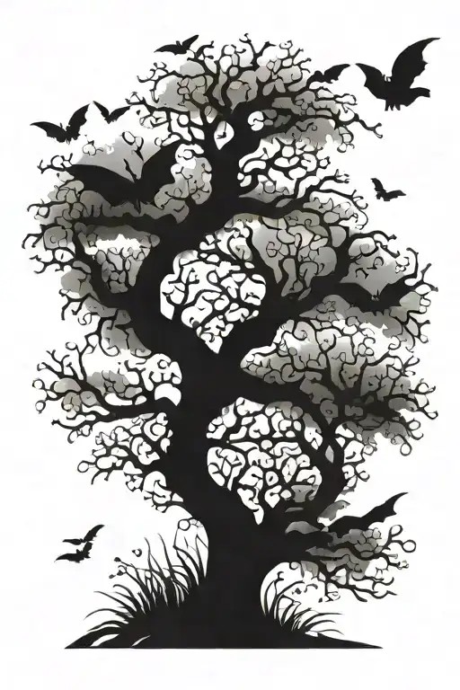 Poison Tree With Bats Flying