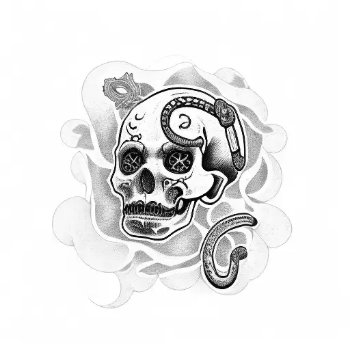 Santa Muerte With Calaca And A Snake