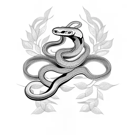 Snake With Flowers And Berrys