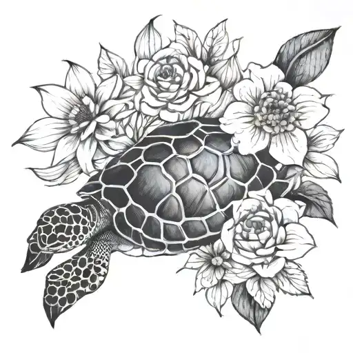 Flowers Forming Into A Turtle