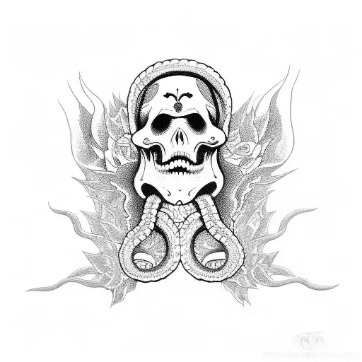 Santa Muerte And A Snake