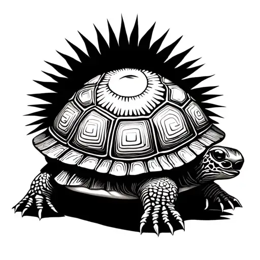 A Turtle With A Sun On Its Shell