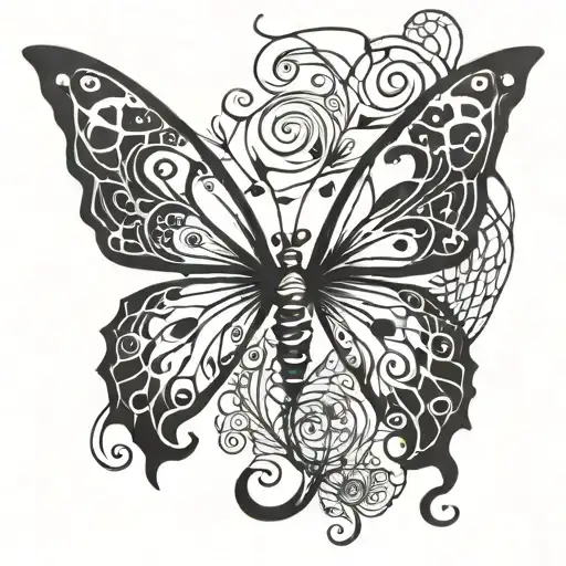 A Music Note Intertwined With Butterfly Wings