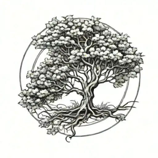 Elm Tree In Circular Border