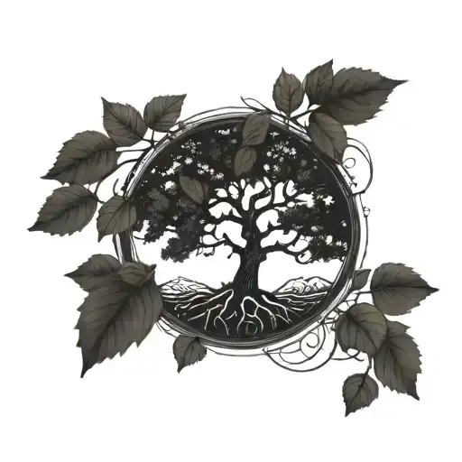 Elm Tree In Circular Border