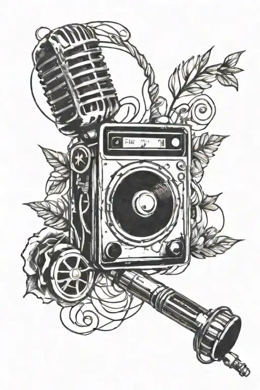 Microphone Cassette Player Peace Symbol Notes