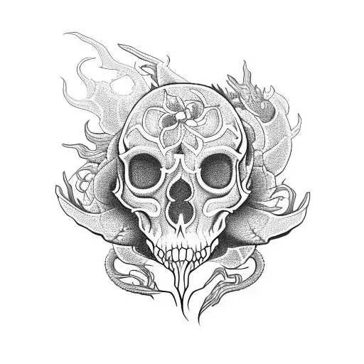 Flower Snake Skull Dragon