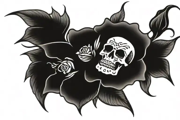 Skull Rose With The Inscription Tu