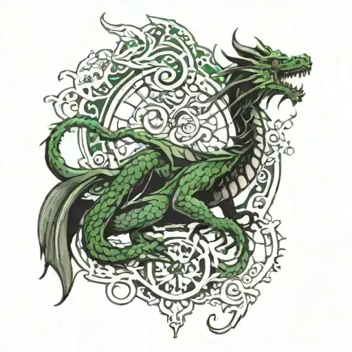 Cover Up Over Green Tattoo Featuring Dragon