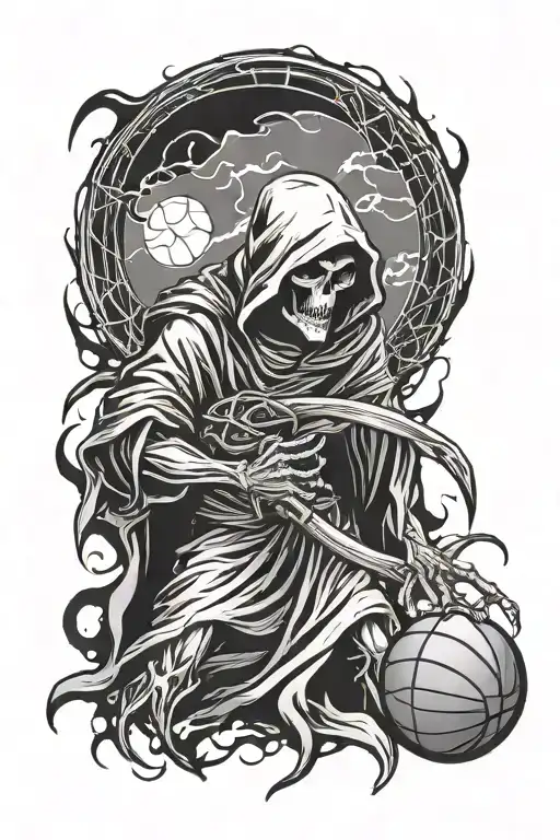 Grim Reaper With A Basketball Merging