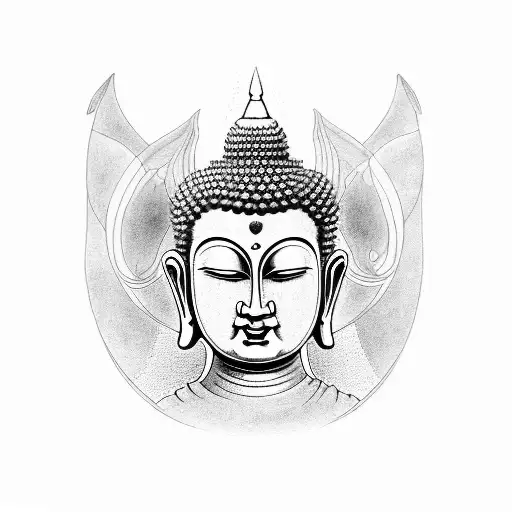 Buddha And Devil Split In Two In The Middle