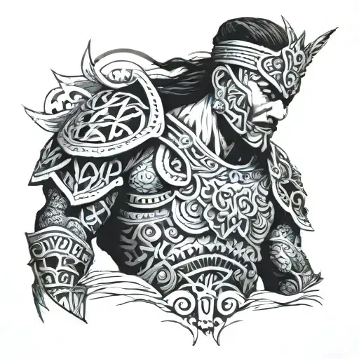 Incorporate Traditional Middle Eastern Patterns Into A Design Featuring A Fierce Filipino Warrior