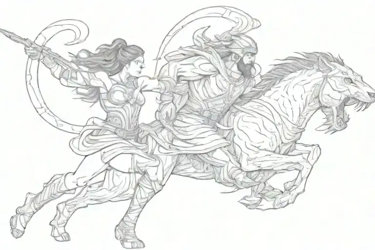 One Spartan And Beautiful Woman Grabbing A Beast