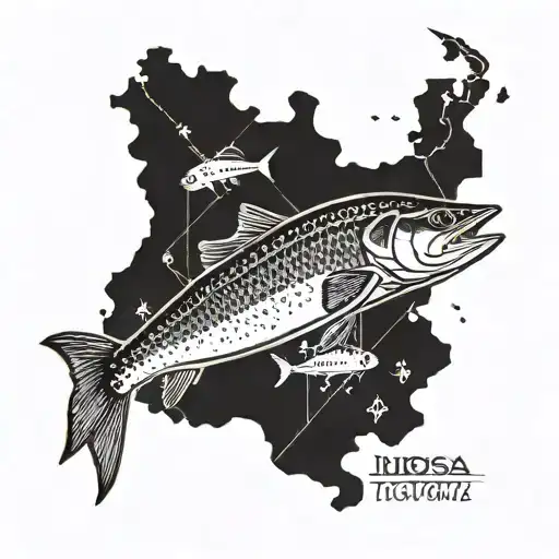 Yugoslavia Map Incorporating Elements Of Sportfishing Such As Pike And Zander Fish