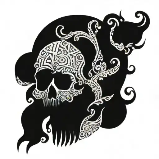 Skull With Pattern Around It