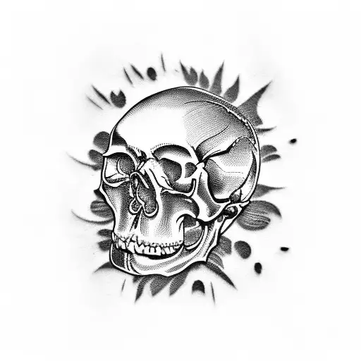 Human Skull Jaw Tattoo On Knee