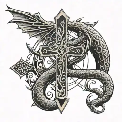 Ankh Cross And Dragon